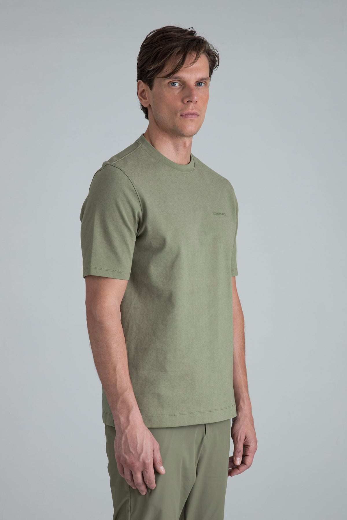 Peak Semi Fitted T-Shirt Men Olive Green