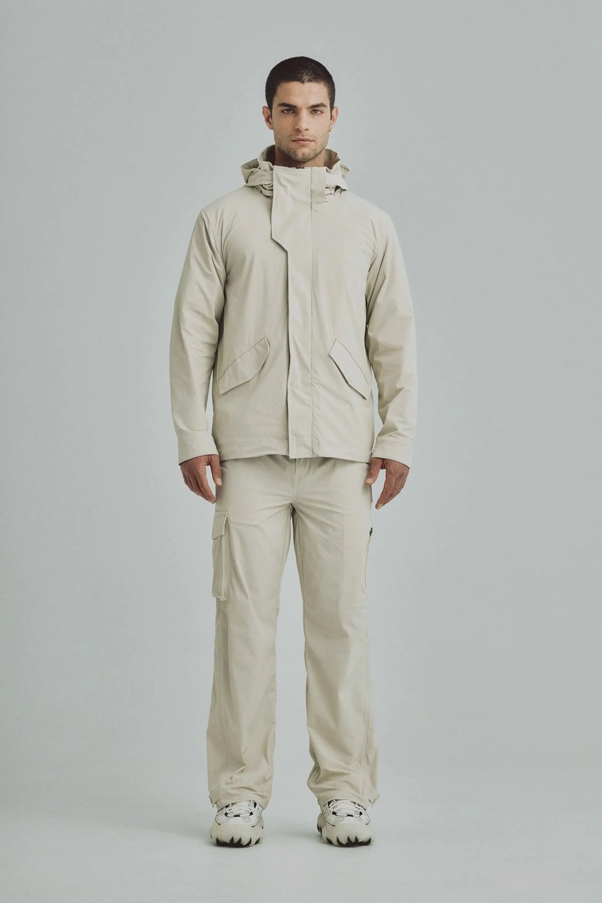 Men's sand jacket with removable hood Holmium