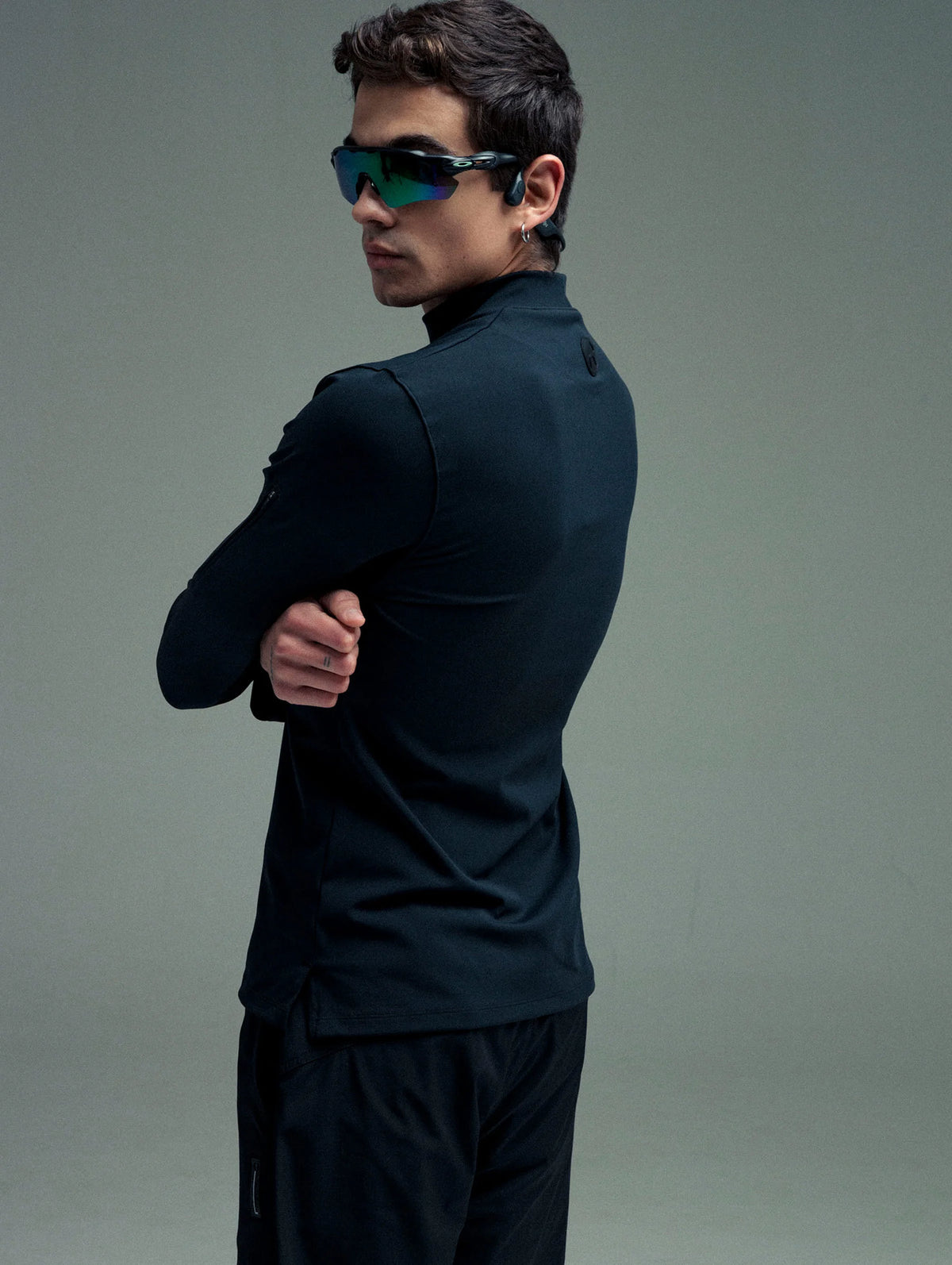 Men's black long-sleeve high-neck sports Gauss