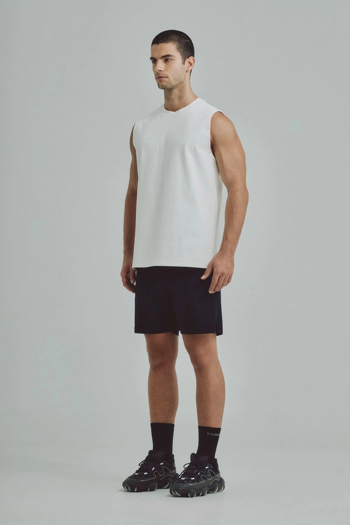 Men's white sleeveless t-shirt relaxed fit Cobalt