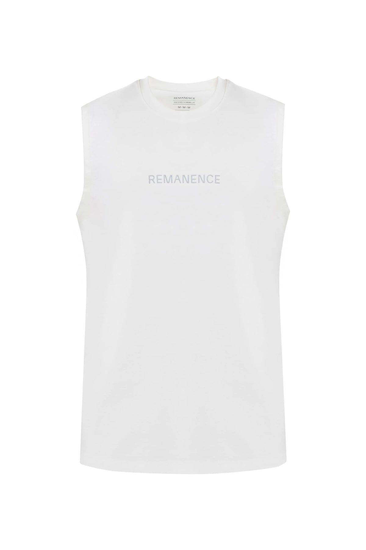Men's white sleeveless t-shirt relaxed fit Flux