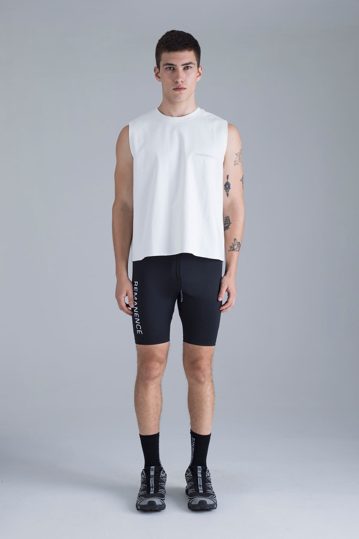 Camiseta blanca sin mangas para hombre fit relajado Lap