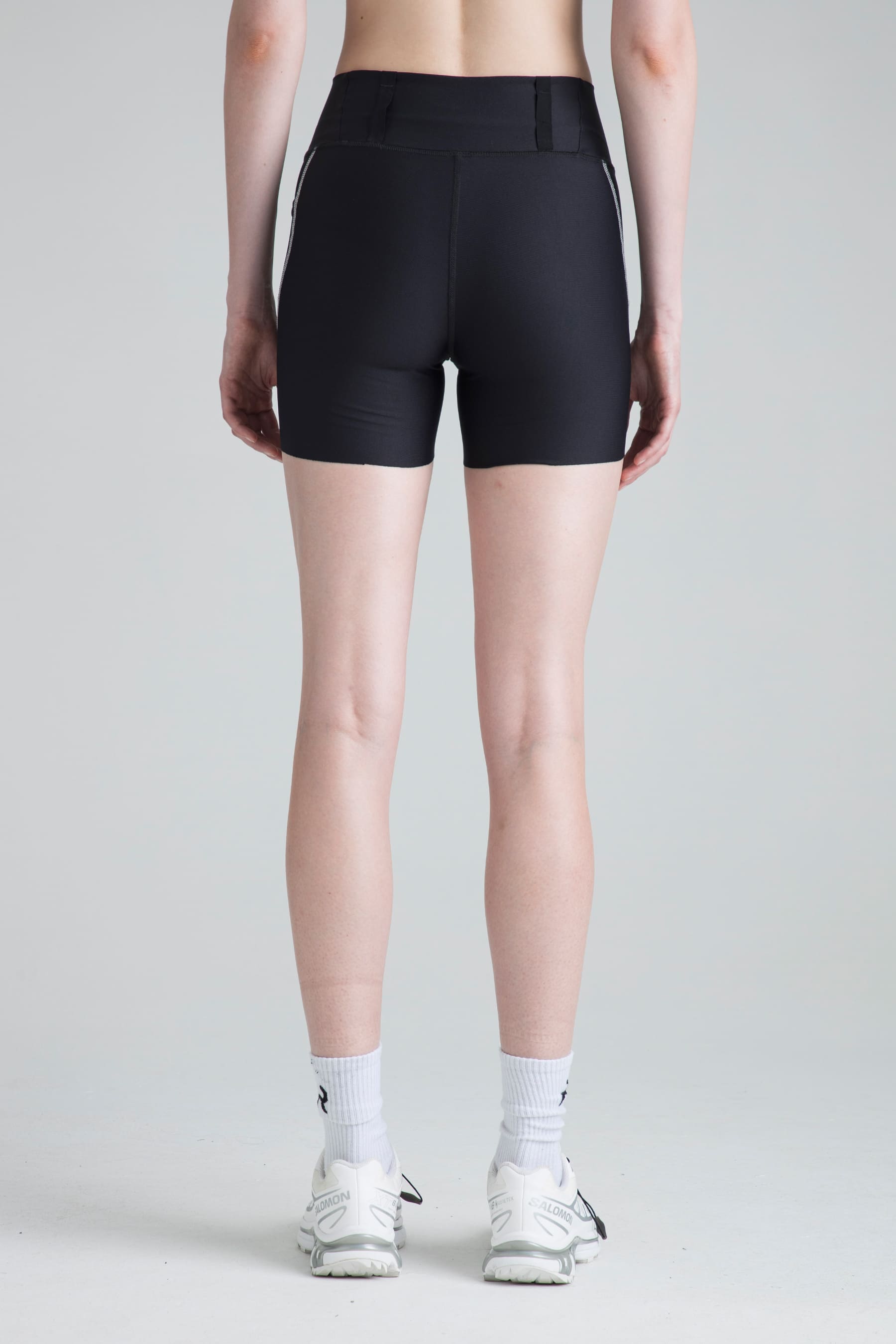 Women's black biker Tempo back view on model