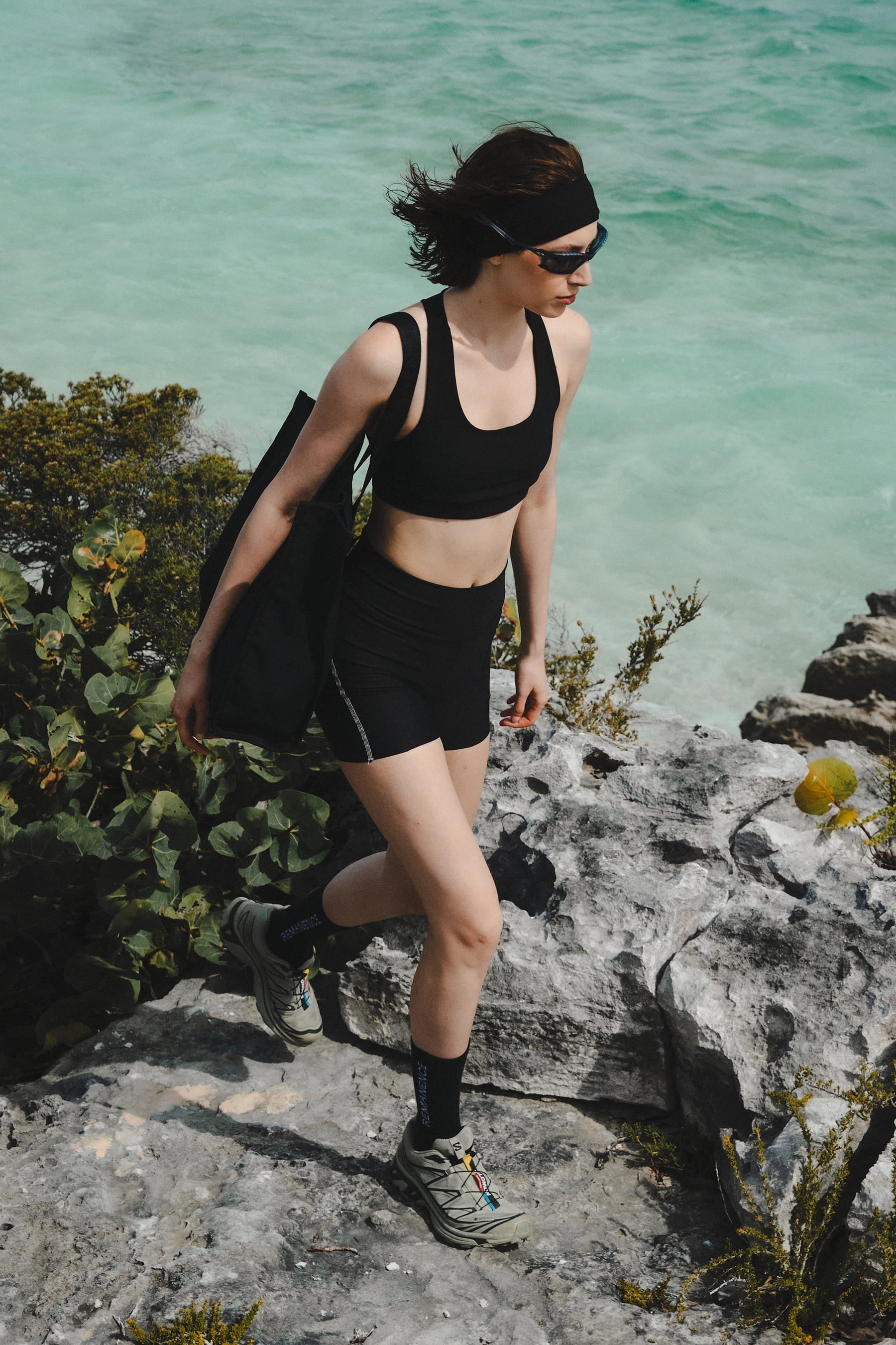 Women's black biker Tempo outdoor athletic