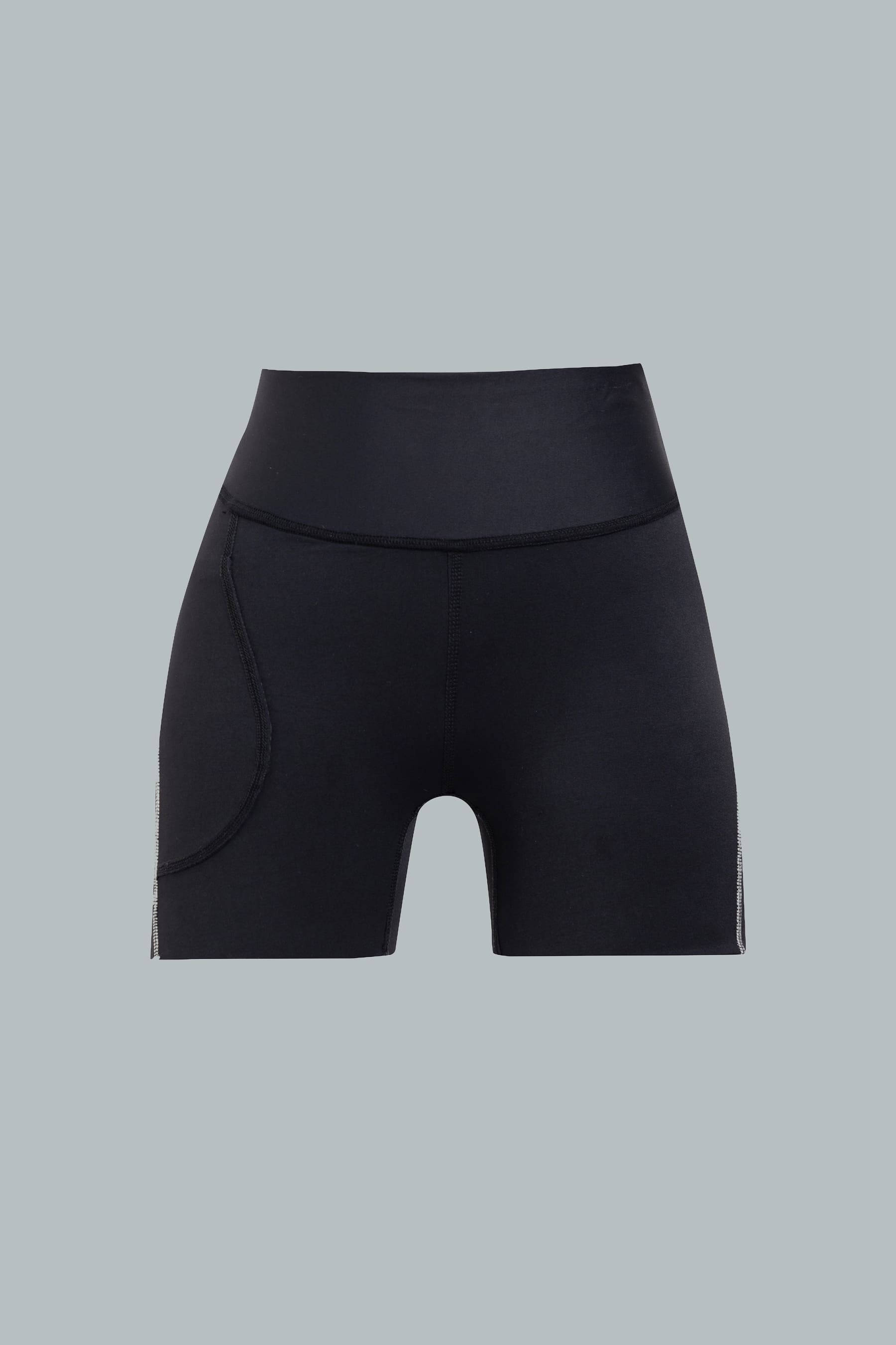 Women's black biker Tempo front view high rise