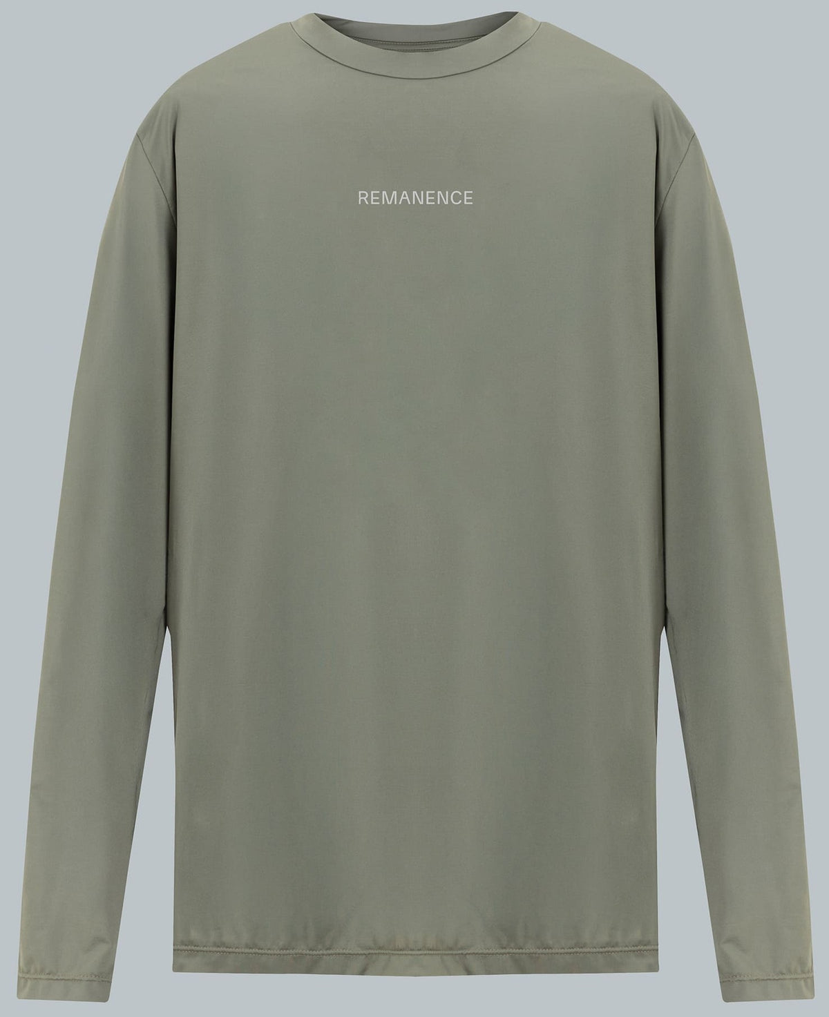 Men's olive green long-sleeve crew neck sports t-shirt Remain