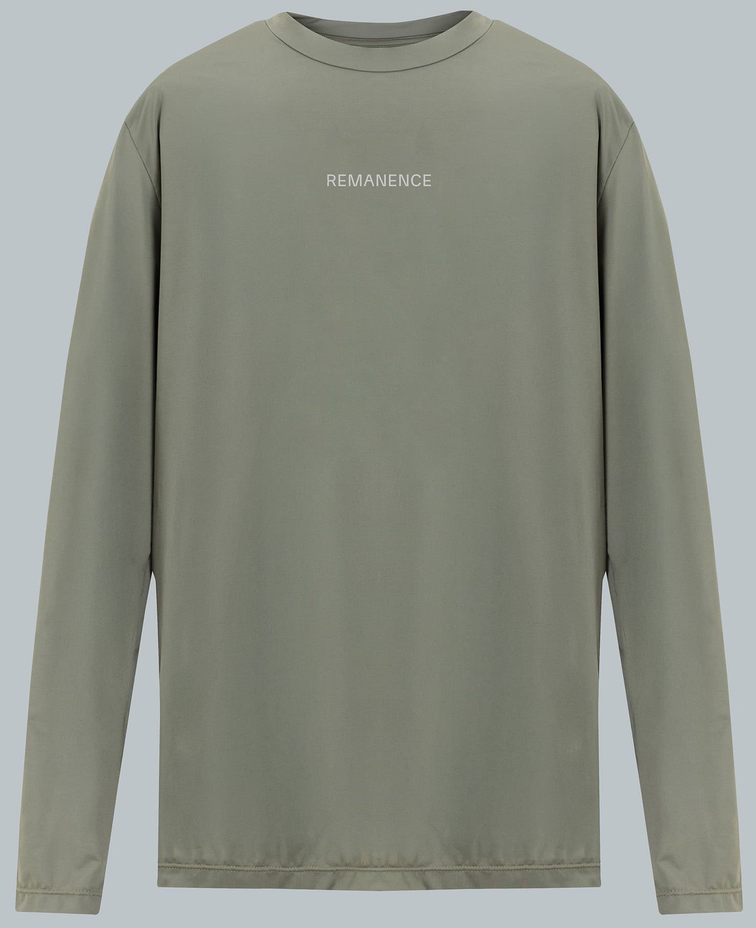 Men's olive green long-sleeve crew neck sports t-shirt Remain