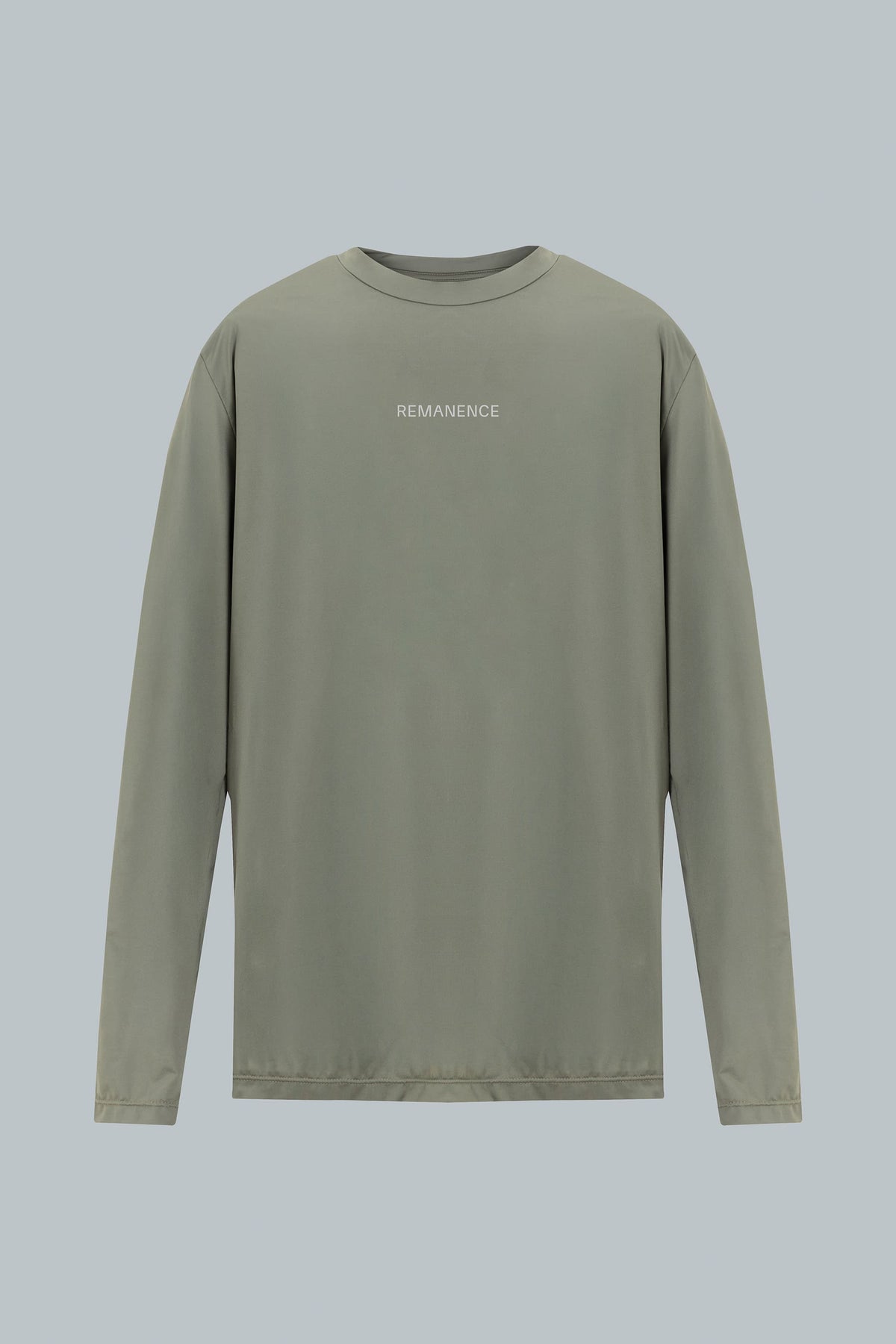 Men's olive green long-sleeve crew neck sports t-shirt Remain