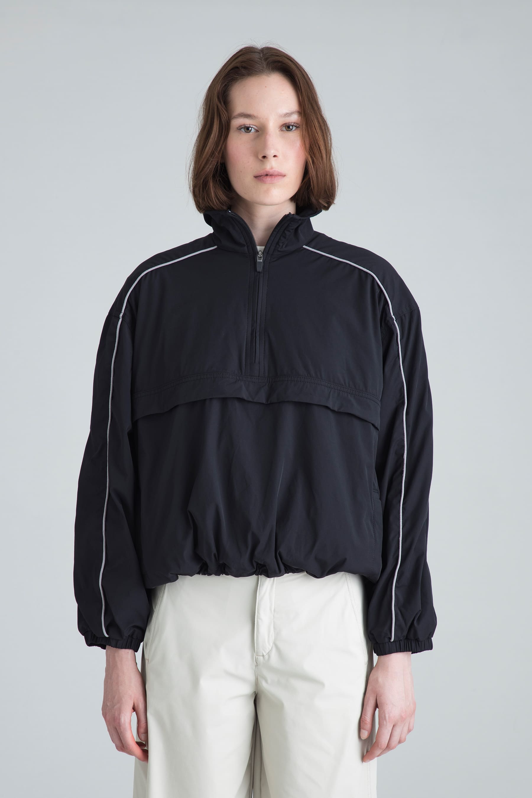 Women's black half zip jacket shade – Remanence International