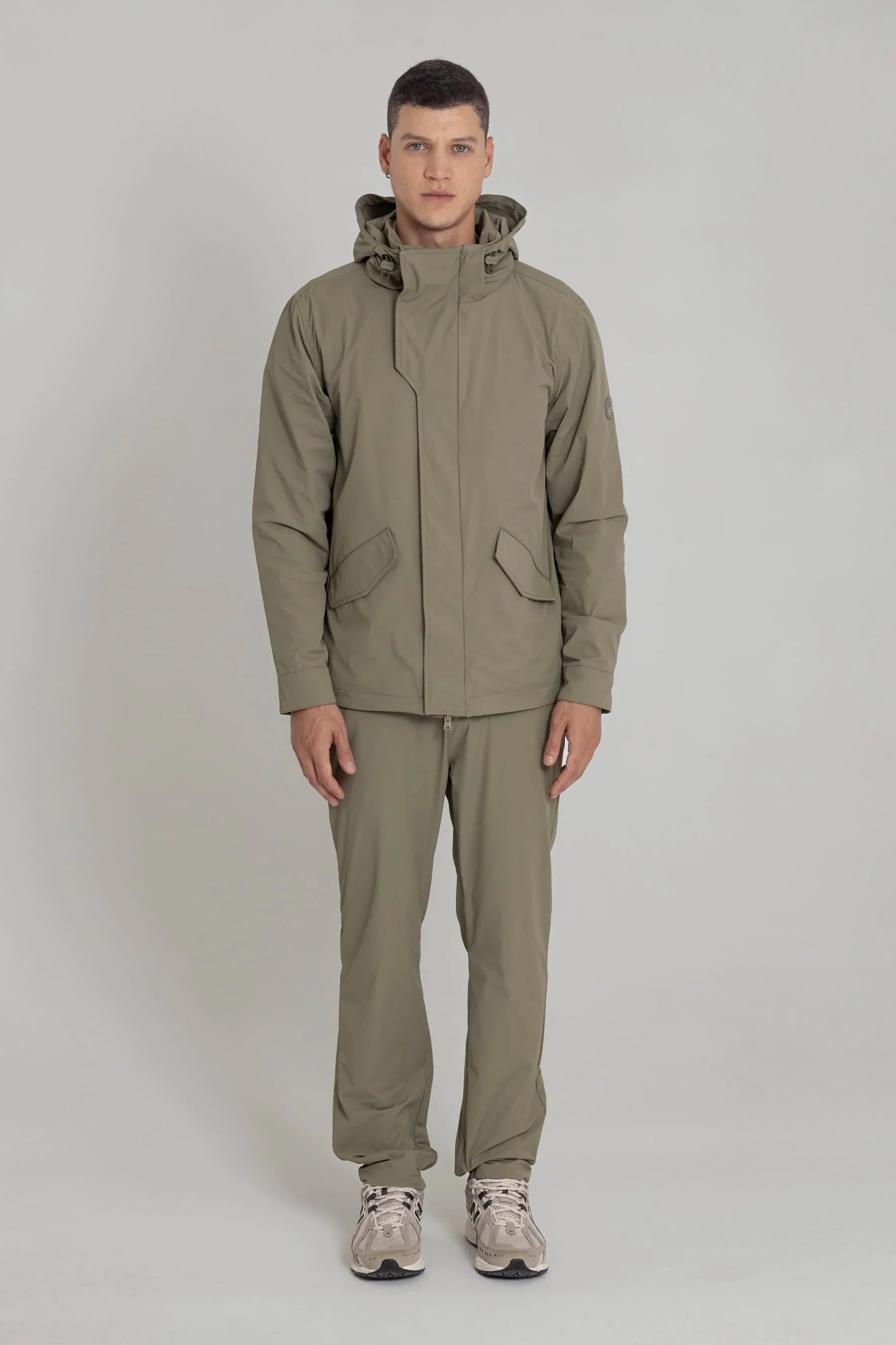 Men's olive green jacket with removable hood Holmium V2