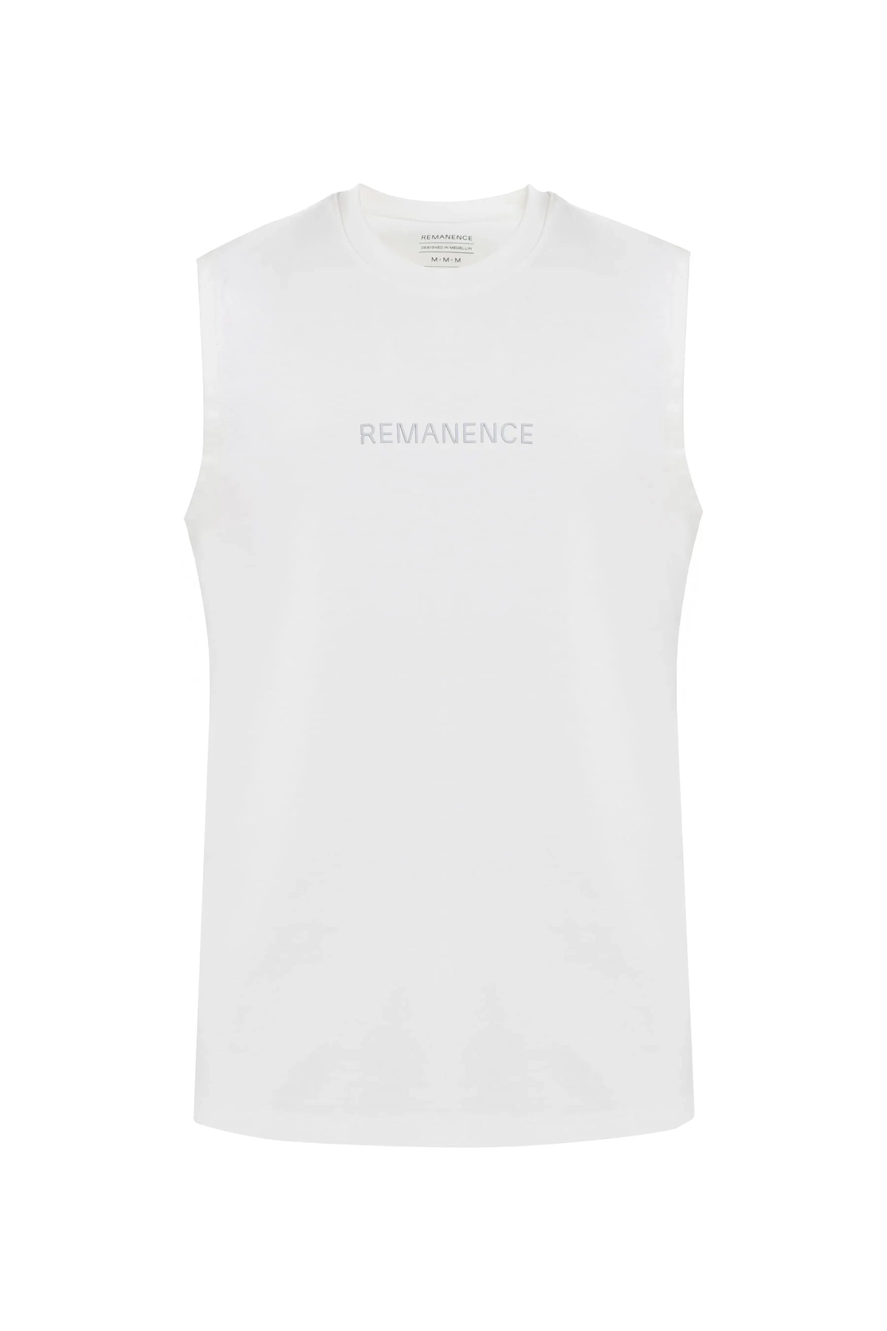 Men's white sleeveless t-shirt relaxed fit Flux