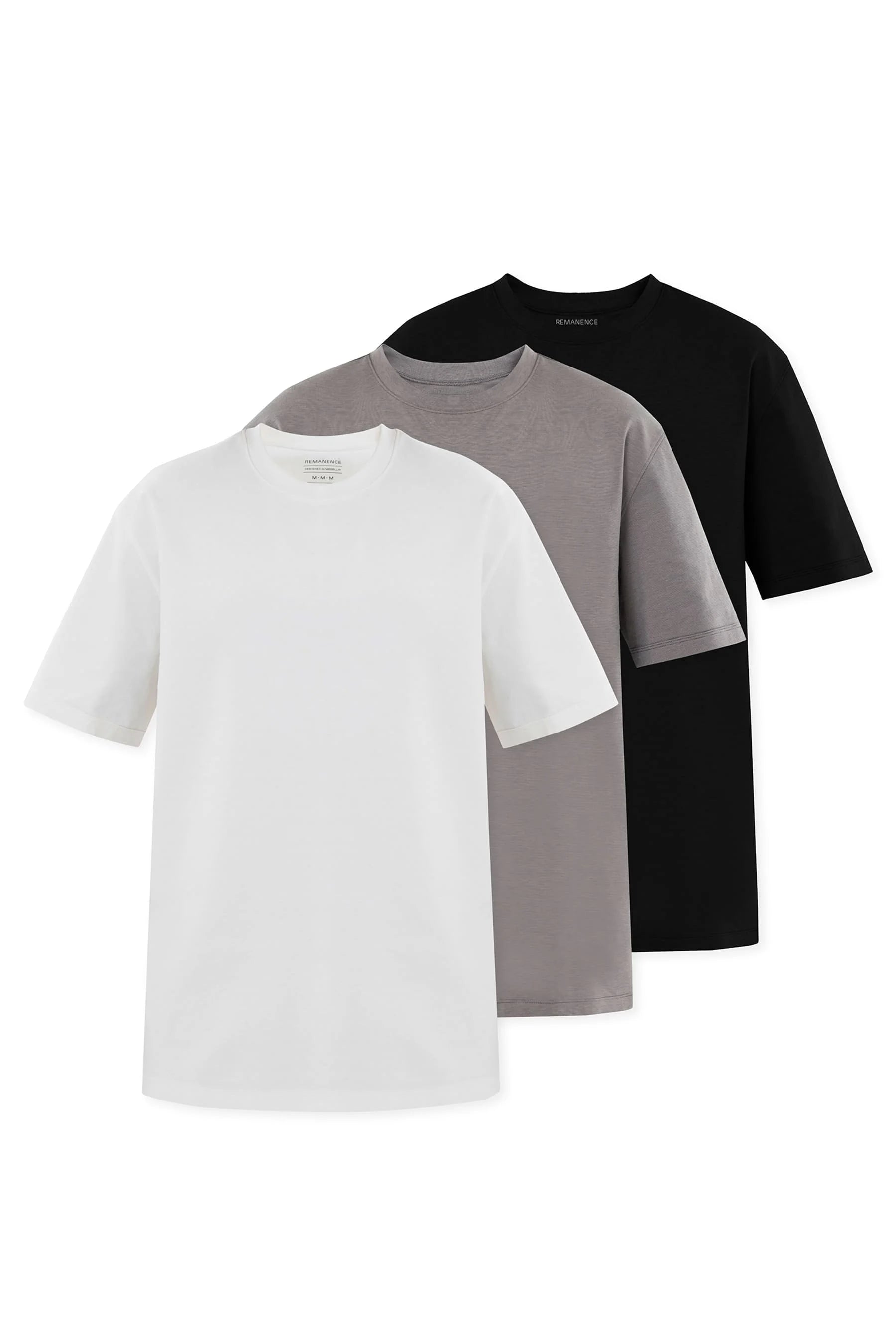 Men's black gray white multipack fit t shirts Cling Remanence 