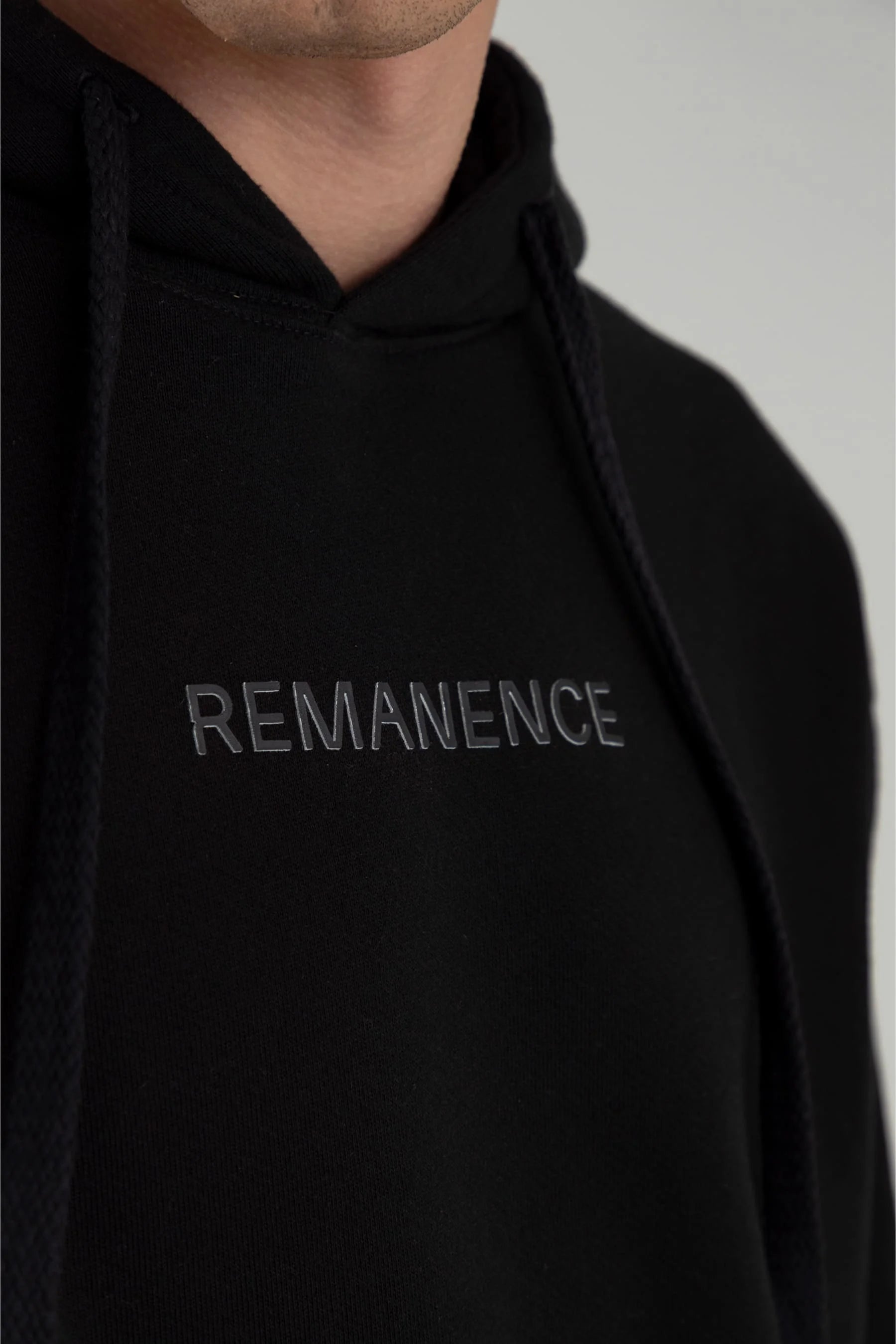 Men's black hoodie relaxed fit Hoodie Remanence 