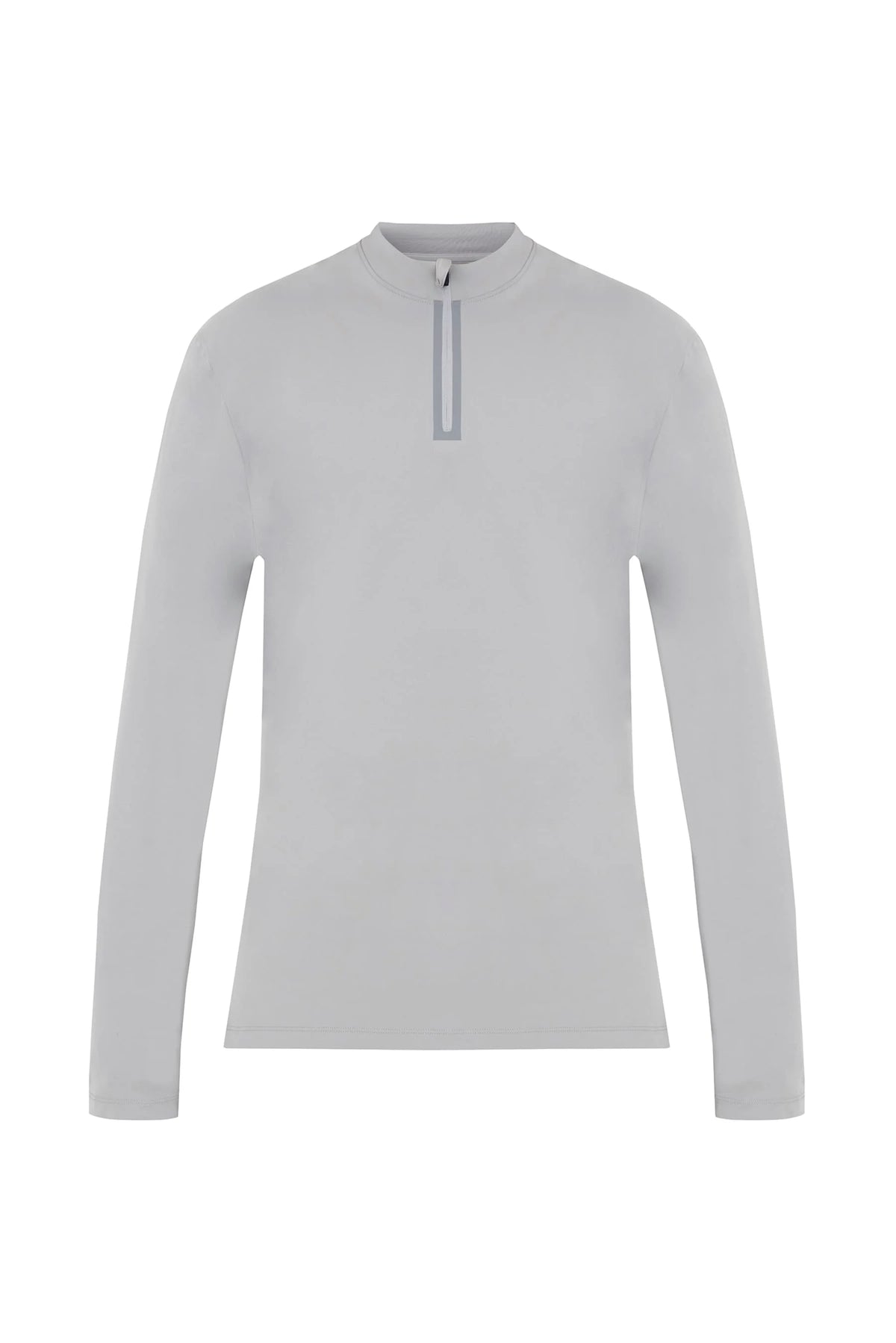 Camiseta gris deportiva manga larga cuello con cierre slim fit Dew
