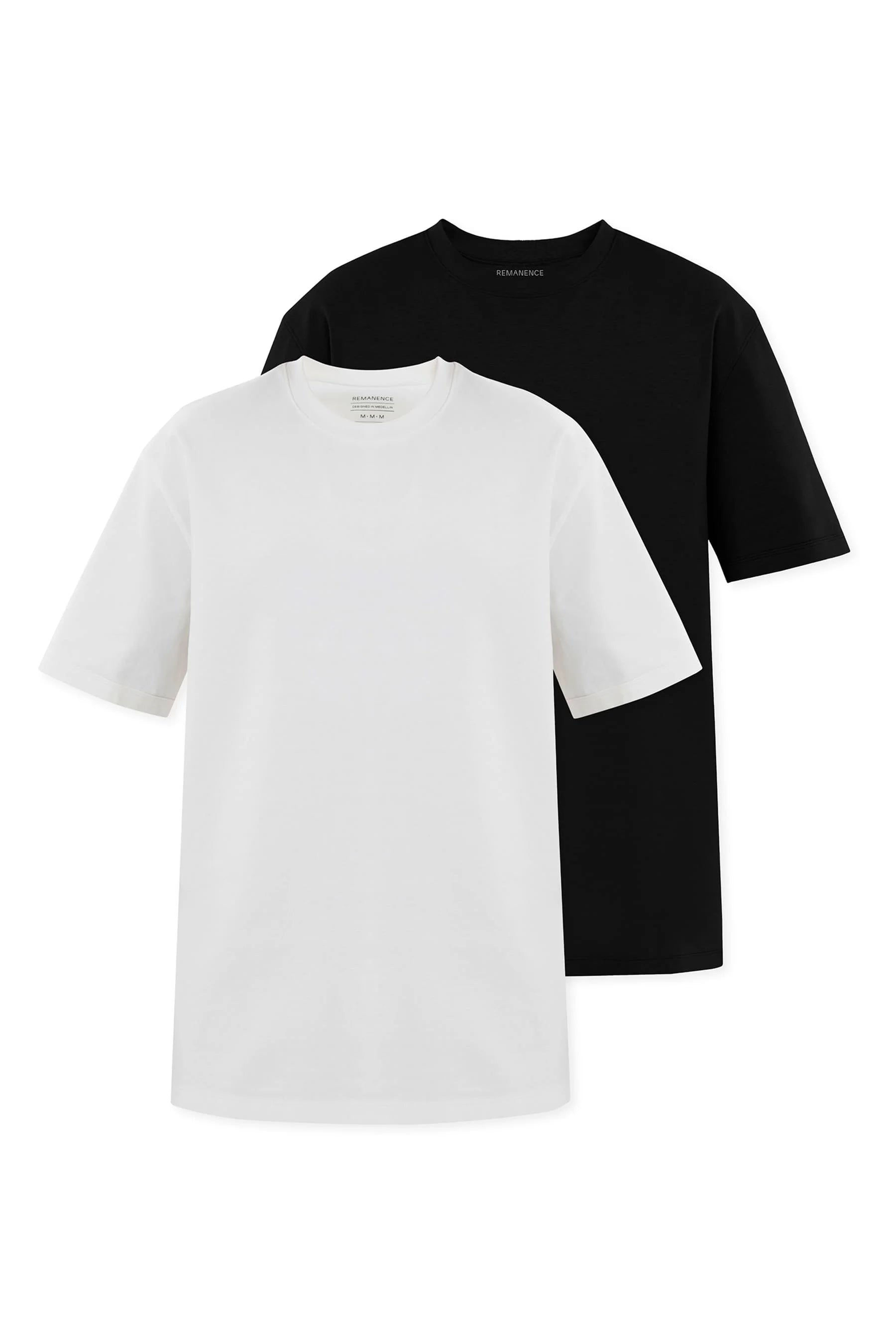 Men's white black 2 pack fit t-shirts Cling Remanence 