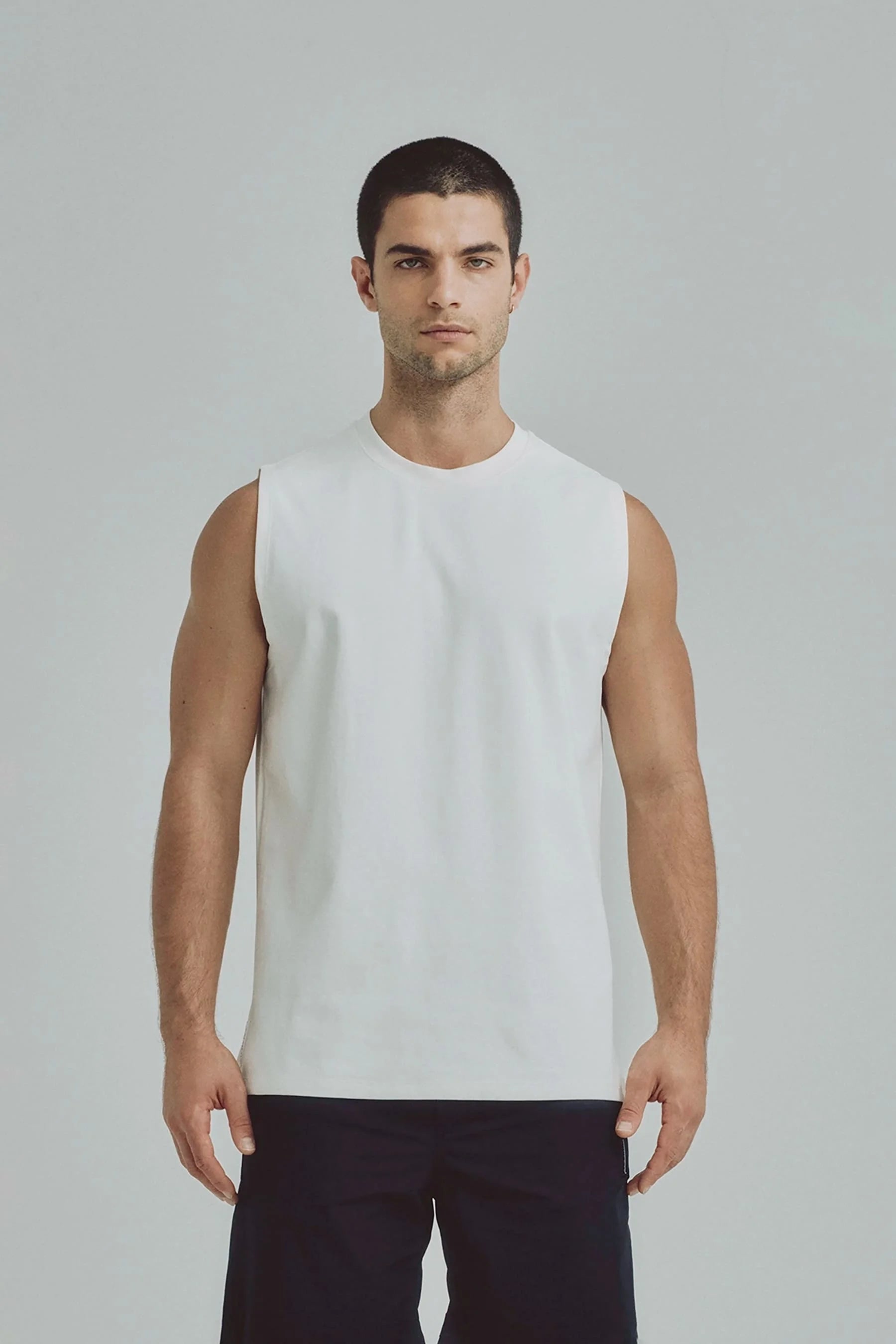 Men's white sleeveless t-shirt Cobalt Remanence 
