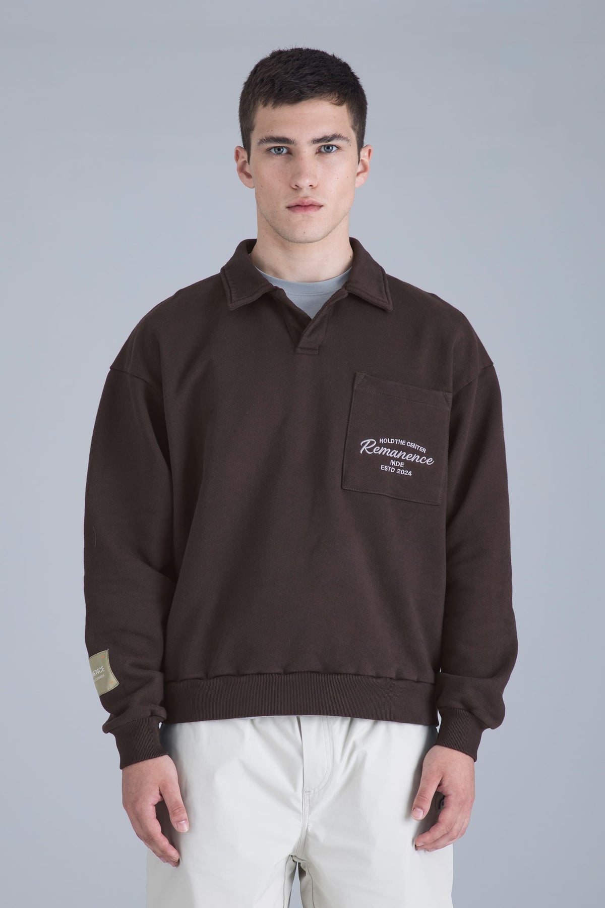 Buzo polo café chocolate para hombre oversize Lumen