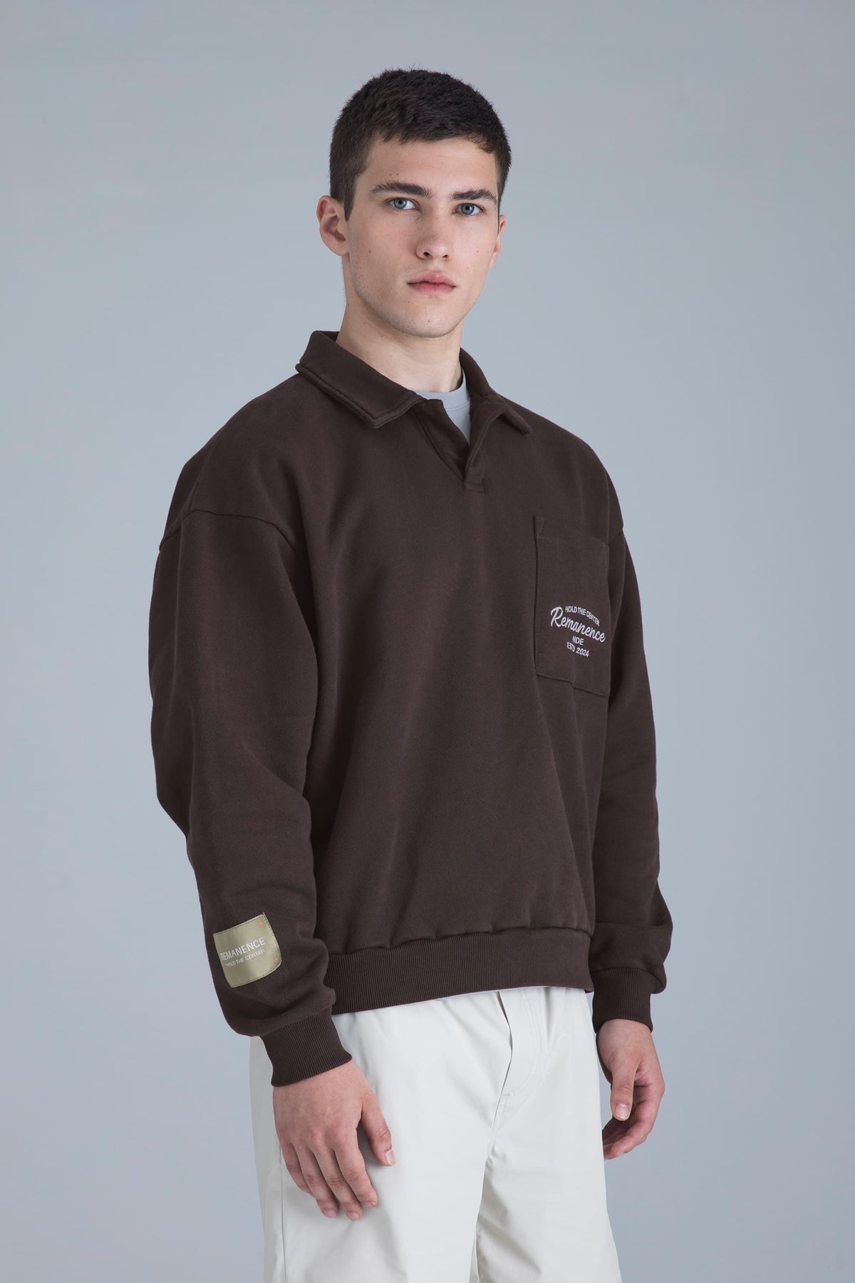 Buzo polo café chocolate para hombre oversize Lumen