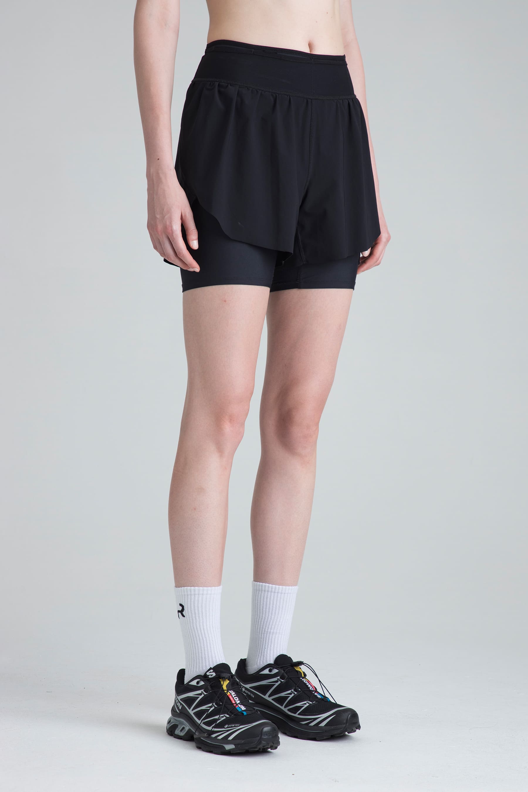 Women's black sports shorts Span side profile athletic
