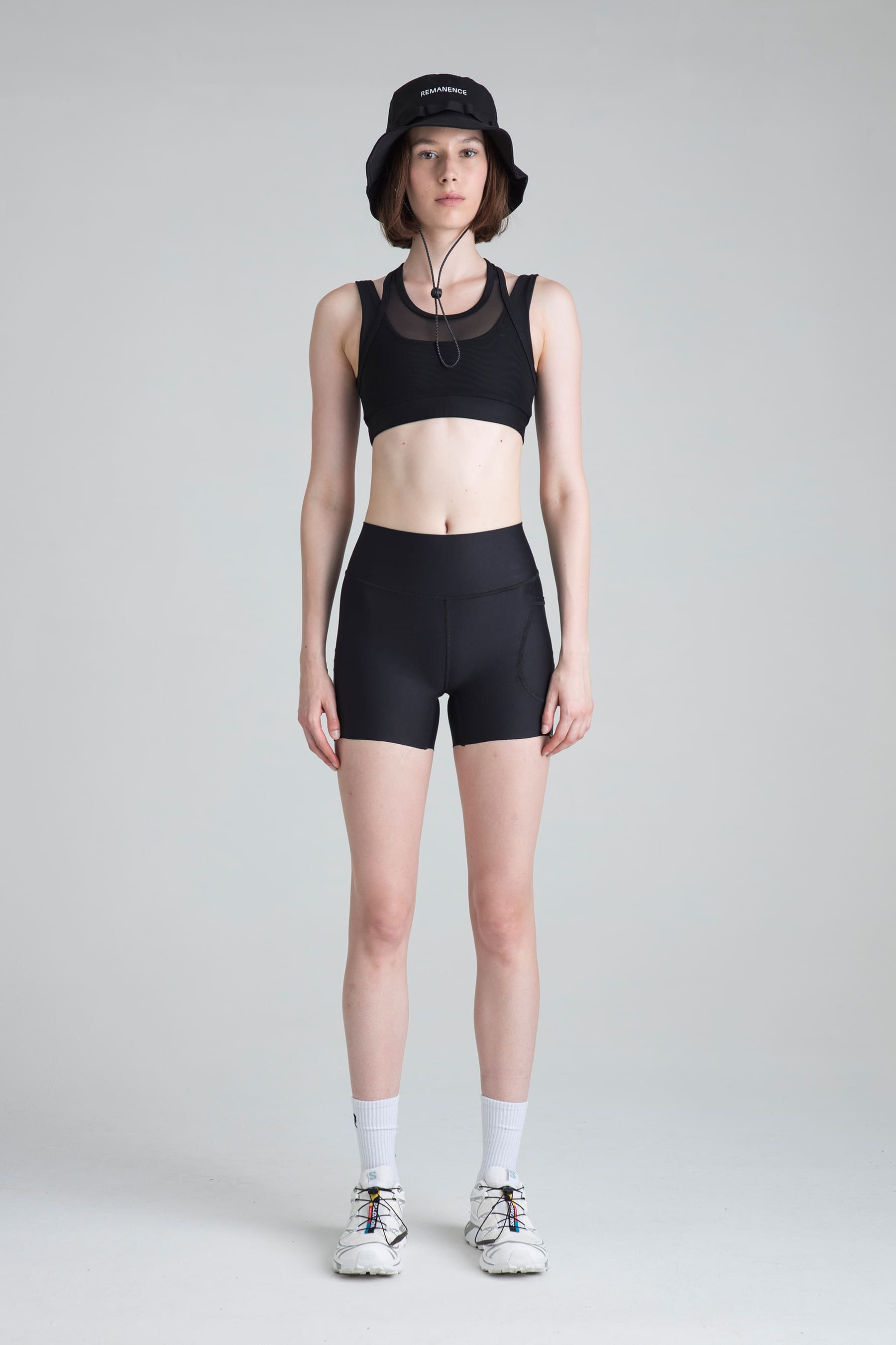 Women's black sports top Apex with biker black remanence