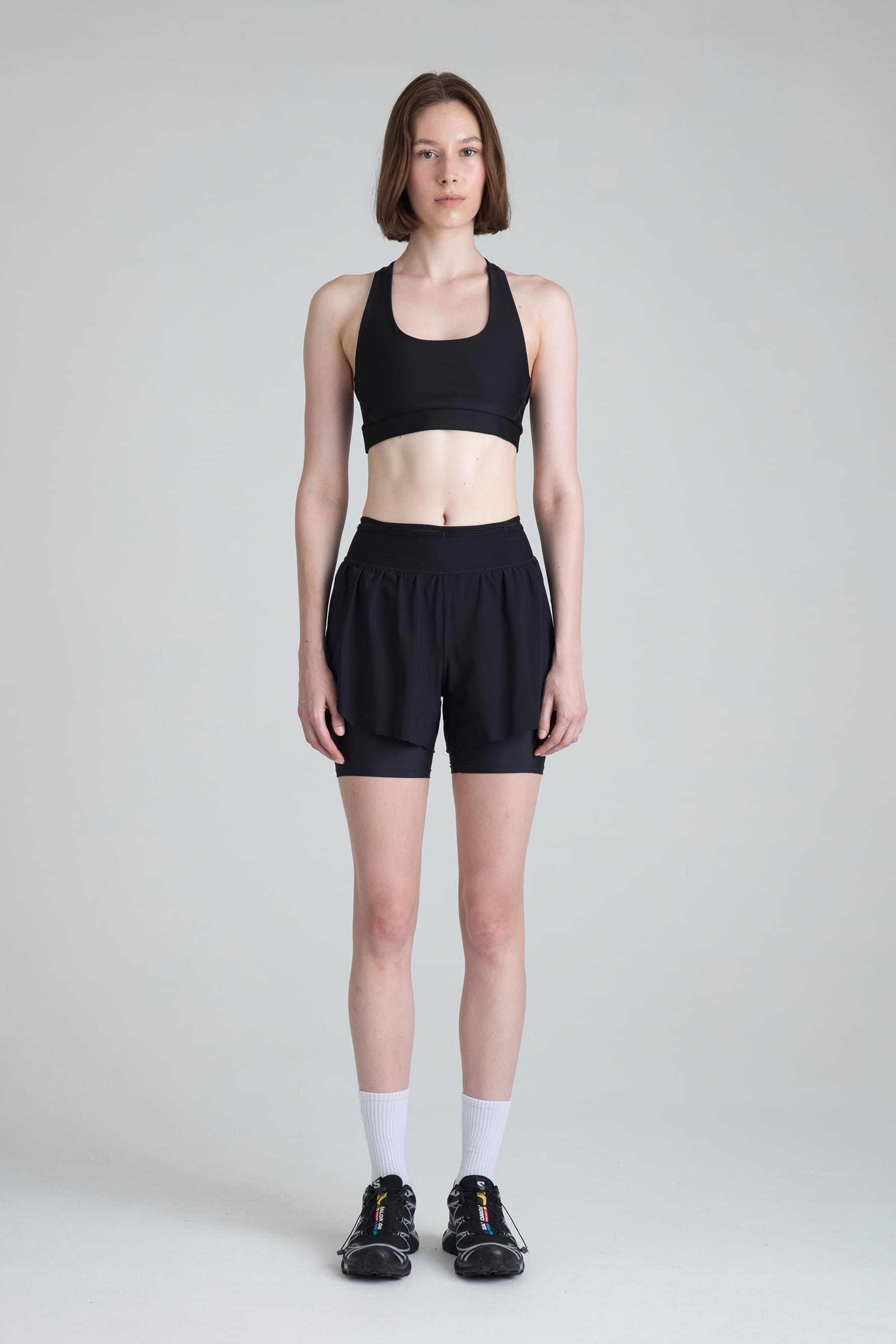 Women's black sports top Motion with short black with biker