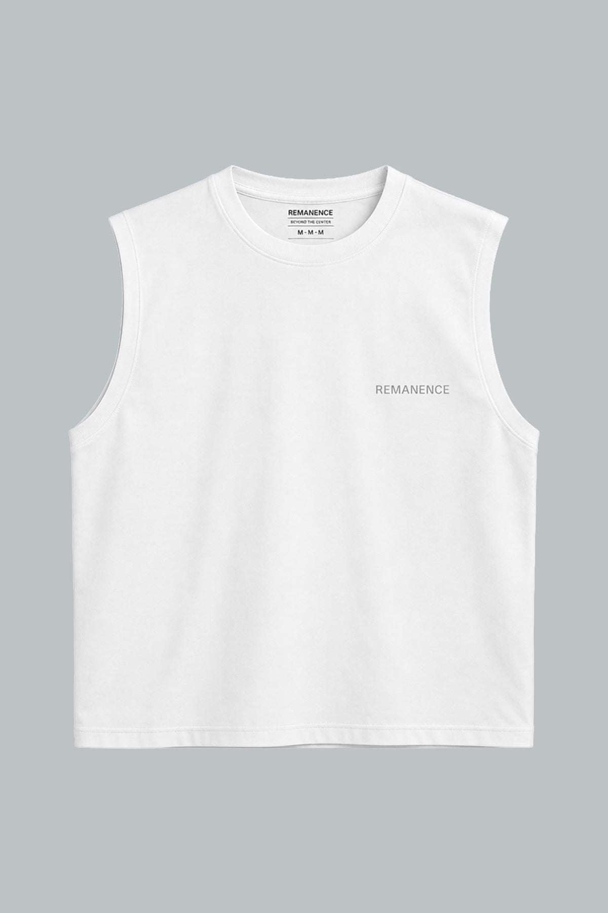 Camiseta blanca sin mangas para hombre fit relajado Lap