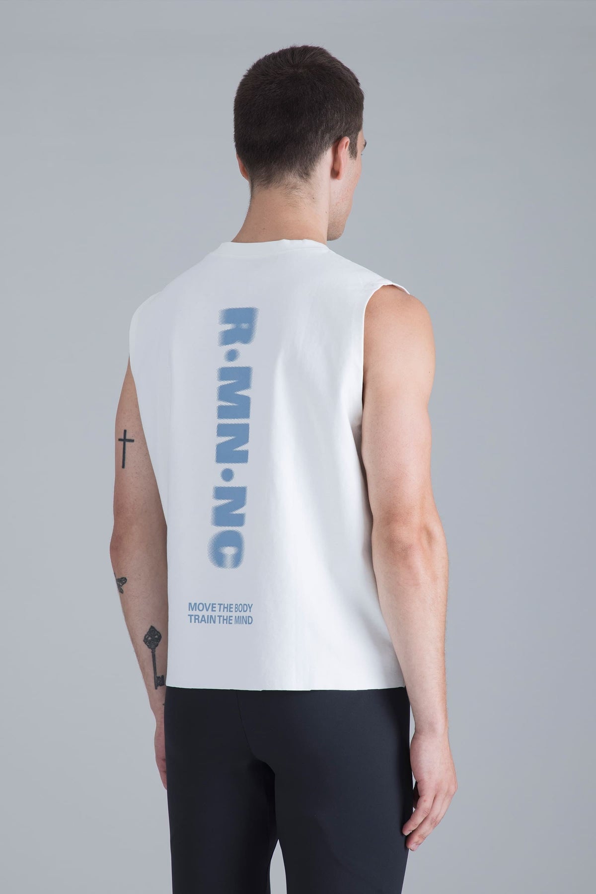 Camiseta blanca sin mangas para hombre fit relajado Lap