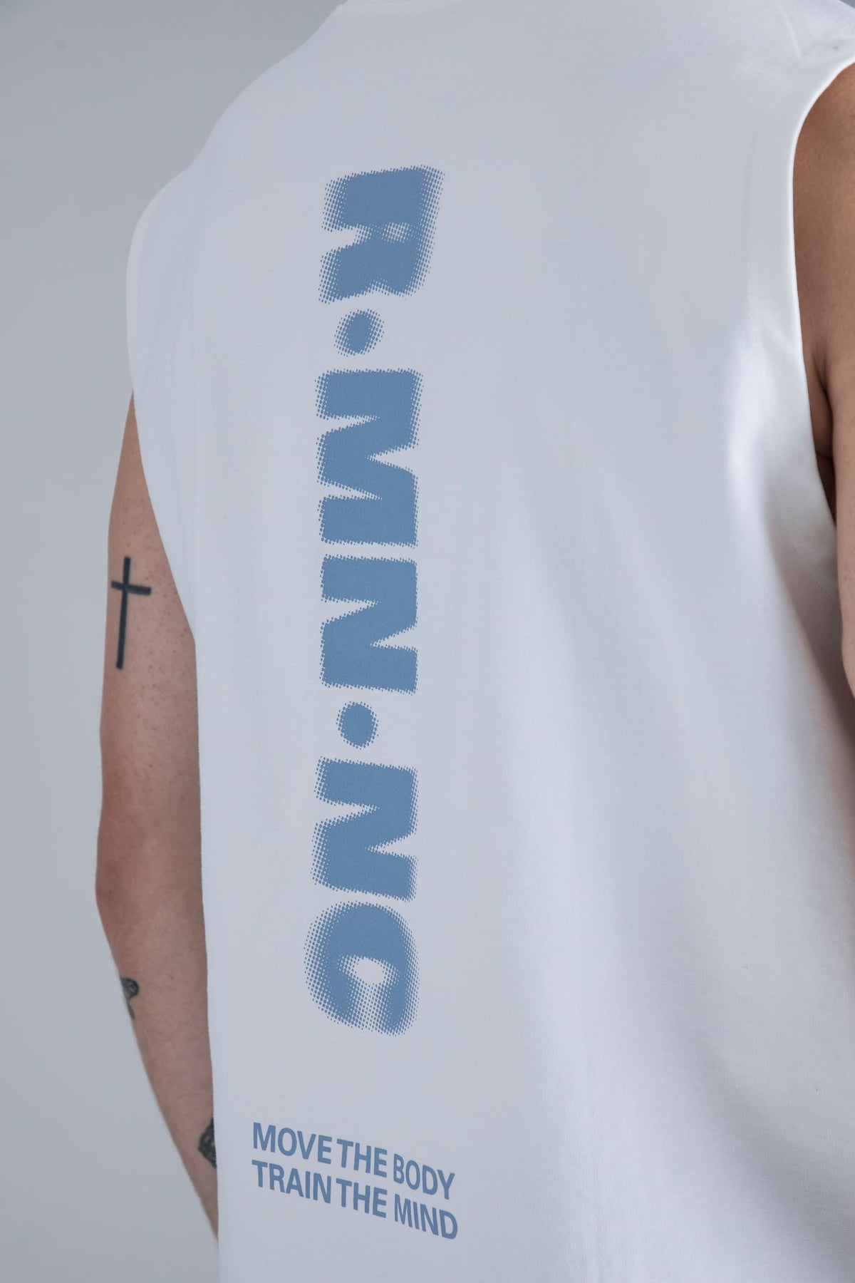 Camiseta blanca sin mangas para hombre fit relajado Lap