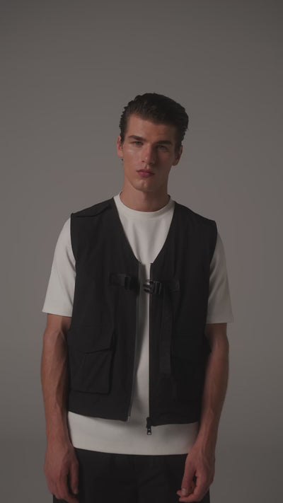 Men's black vest with pockets Volt 